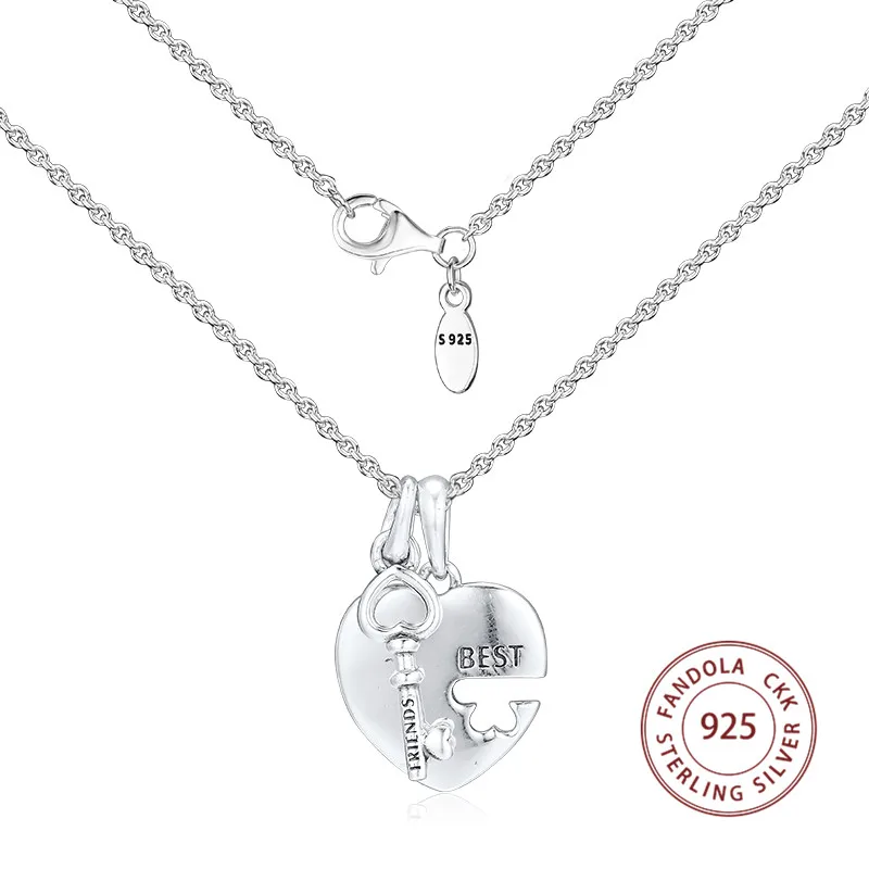 CKK Fit Pandora браслет ожерелье стерлингового серебра 925 лучшие друзья Сердце& брелоки подвески серебро 925 DIY ювелирные изделия аксессуары