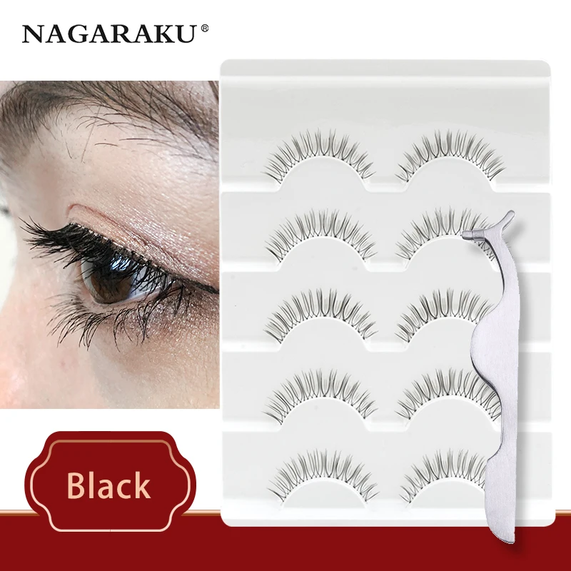 

NAGARAKU 5 pairs 3D Mink Hair False Eyelashes Natura Eye Lashes Wispy Makeup Beauty Extension Tools