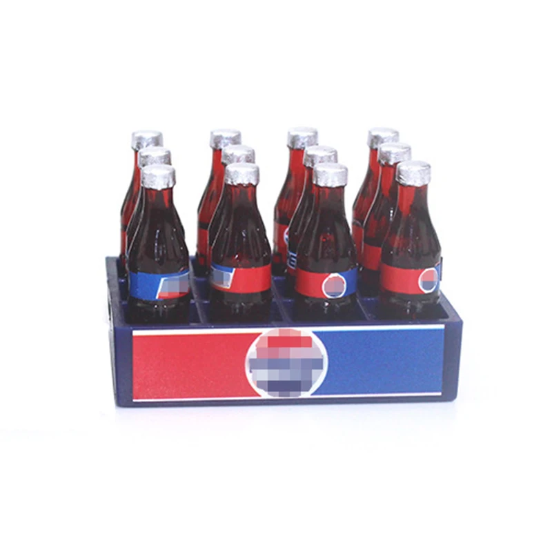

1/12 Dollhouse Miniature Accessories Mini Coke Bottle with Tray Simulation Drink Model Toy for Doll House Decoration