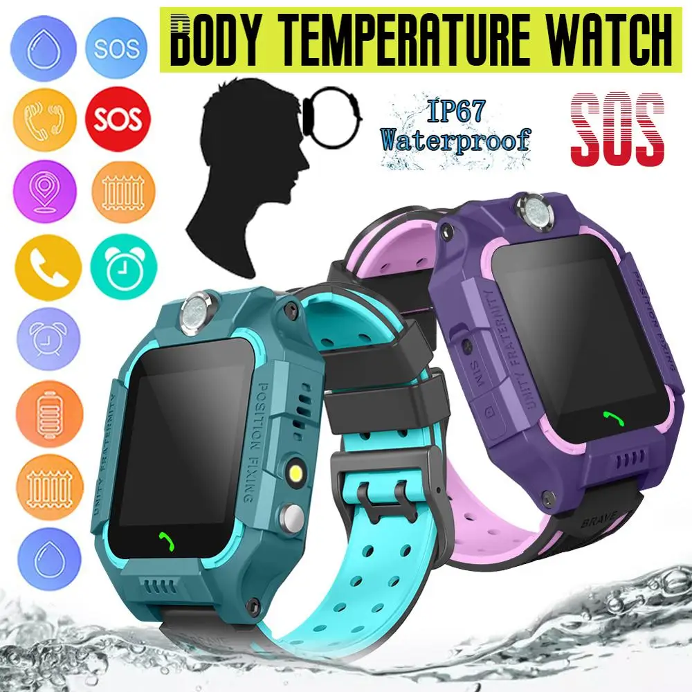 

Smartwatch Bluetooth Alarm Body Temperature For Kid SOS Call Location Fi Tracker Touch Screen Waterproof For Android/iOS