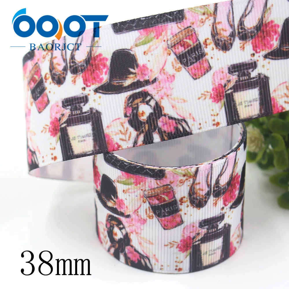 OOOT BAORJCT I-191121-2544, 38 мм, 10 ярдов, ленты с цветочным принтом и мультяшным принтом, украшения для одежды - Цвет: I-191121-2544
