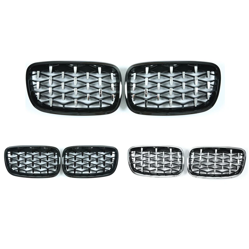 A Pair Diamond Grills Meteor Style Replacement Grille Car Front Bumper Grill For BMW E70 E71 E72 X5 X6 2007-2013 Car Accessories