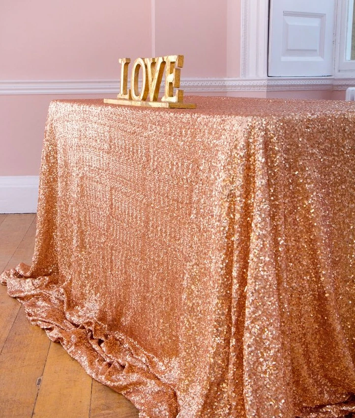 Copper Rose Gold Tablecloth 90x132in Glitter Round Rectangular Embroidered Sequin Table Cover For Wedding Party Christmas Decor Tablecloths Aliexpress