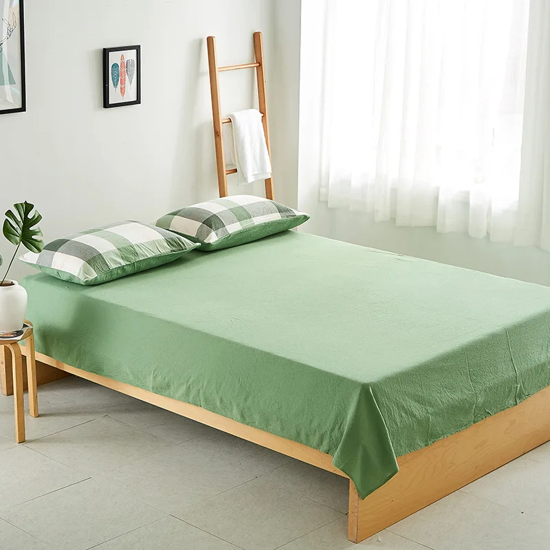 

Japanese Style Simple-Style Washed Cotton Sheet Bedspread Sheet 100% Cotton Bedding 1.5 1.8