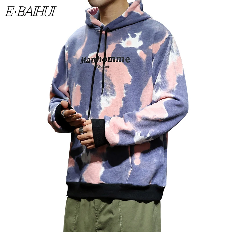 

E-BAIHUI Casual Loose Hoodie Men's Fresh Hair Tide Brand Gradient Hoodie Oversized Men's Clothing Q073003