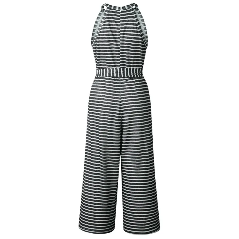 Jumpsuits for Women 2020 Spring Summer Fashion Slim Waist Tie Sexy Striped Round Neck Women Jumpsuit Ladies Overalls (2)