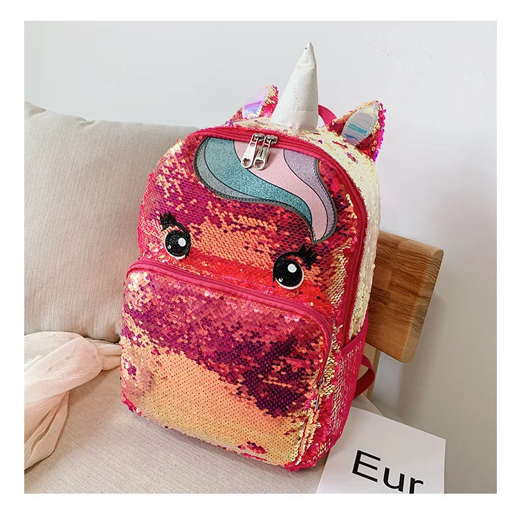 Единорог блесток школьный многоцветная Желейная сумка маленький рюкзак для женщин девочек s, размер L Детский рюкзак большой - Цвет: L-29x19x37cm