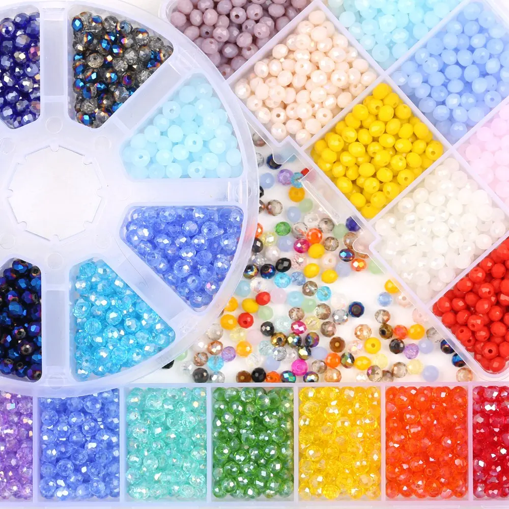 

Box Set 4mm/6mm Faceted Crystal Beads High Quality Multicolor Loose Spacer Glass Beads For Jewelry Making DIY Accessories