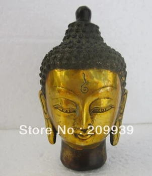 

Free Shipping China Tibet Tibetan Old Bronze Bust Shakyamuni Buddha Head Statue Figurine