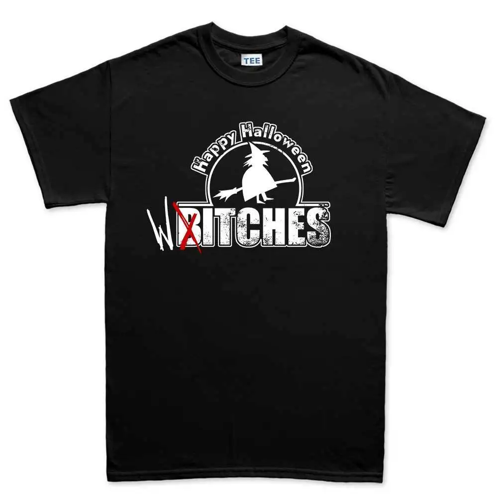 Happy Halloween Witches Bitches Funny Mens T shirt Tee Top T-shirt Fashion Unique Classic Cotton Men Loose Size top ajax 2018 | Мужская