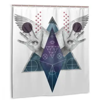 

CHARM HOME Sacred Geometry Sky Hand Wing Eye Shower Curtain 66x72 In Customized Bathroom Decorative Waterproof Polyester Curtain