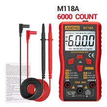 Mini multímetro Digital M118A, medidor automático de True Rms, Tranistor con NCV, retención de datos, linterna de 6000 recuentos