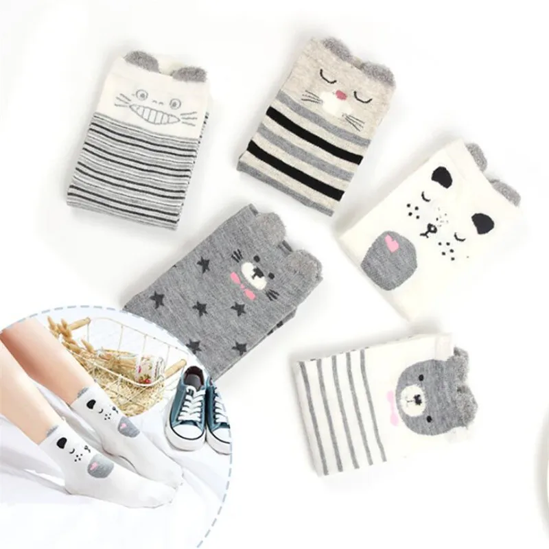 Горячая распродажа! Носки с героями мультфильмов женские 5 пар/упак. осенние-зимние цветные милые хлопковые носки женские и женские смешные короткие носки