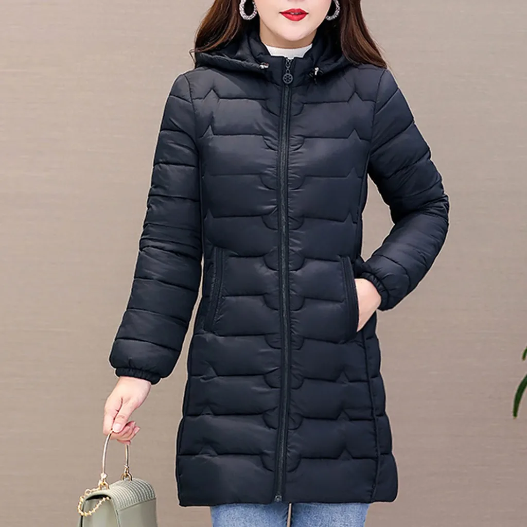 Женское пальто, хлопок, парка, Женская куртка с капюшоном, зимнее однотонное длинное пальто, тонкое женское пальто, верхняя одежда, парки размера плюс 6xl T3 - Цвет: 6