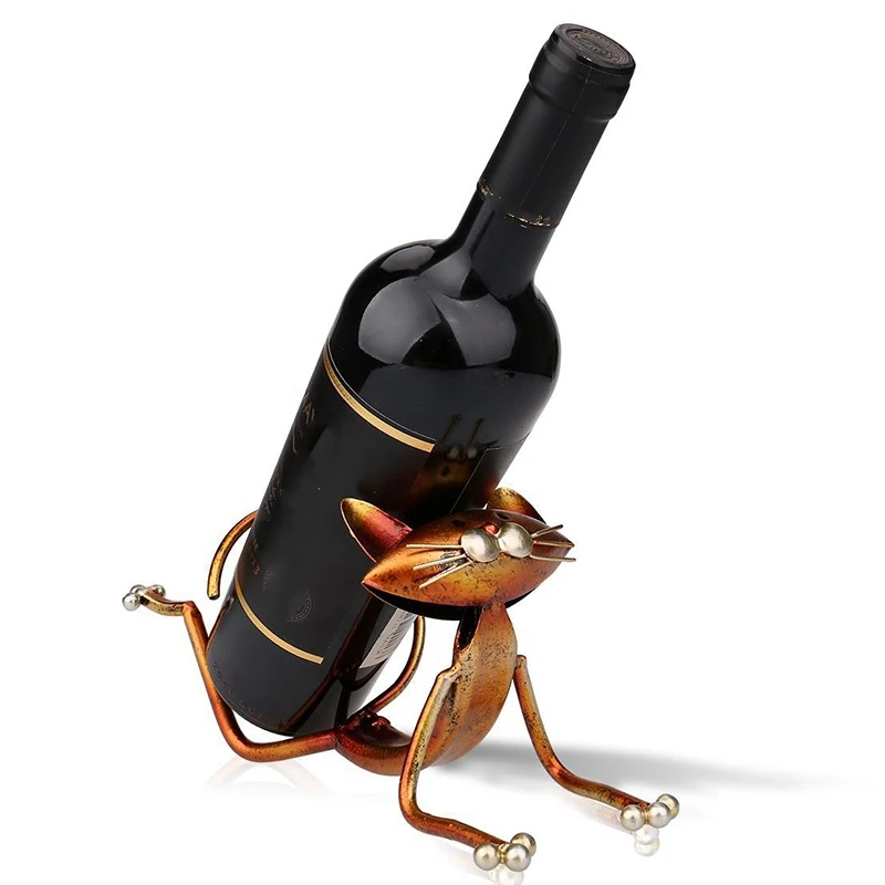 Yoga Cat Metal Wine Rack Wine Rack Practical Sculpture Home Decoration Indoor Wine Rack Crafts