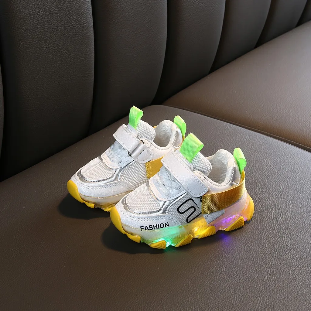 Детская обувь для маленьких мальчиков и девочек; Светящиеся спортивные кроссовки для бега; повседневная обувь; MuqGew обувь