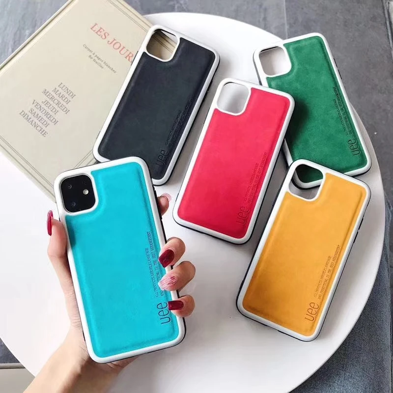 

Luxury PU Leather Color Phone Case For iPhone XS Max XR XS X 11 5.8 6.1Simple Plain Cover For iPhone 6 6S 7 8 Plus Soft TPU Case