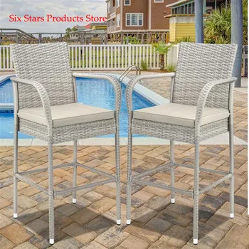 

Bar Chair Bar Beauty Chair Backrest High Stool Chair High Bar Stool 2pcs Thick Tube High Bar Chair Gray