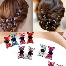 12 Pcs/Set Small Butterfly Shape Crystal Rhinestone Hair Claws Sweet Metal Hair Crab Clip For Women Headwear Hair Accessoires