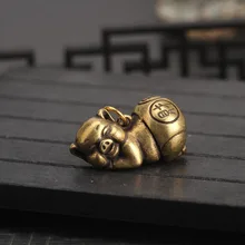  Copper Chinese Zodiac Animal Pig Pendants for Keychain with Letter Work Hard Bring Blessing Lucky Feng Shui Home Decorations 