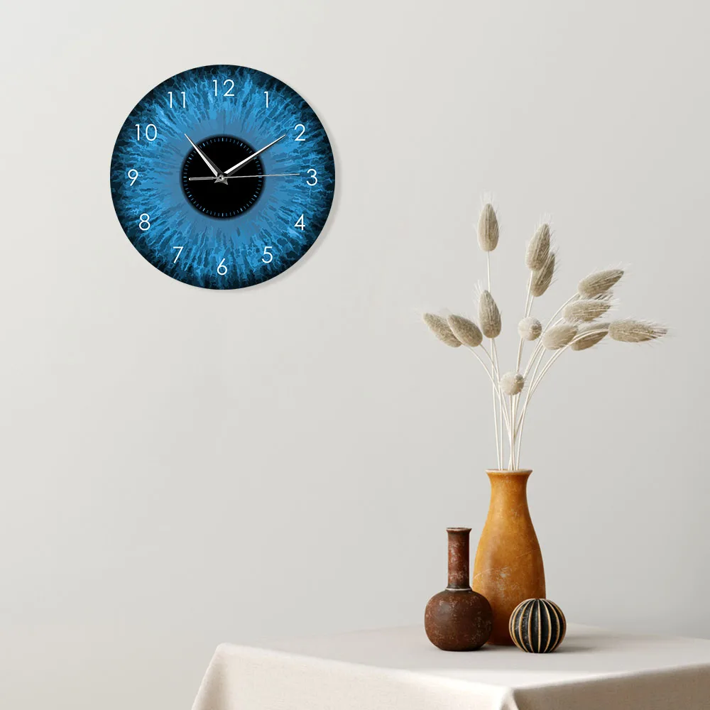 Blue Eyes Iris Opticianry Wall Clock Weird Macro Reptilian Eyeballs Eye Designed Home Decor Clock Eye Doctor Ophthalmology Gifts Just6F