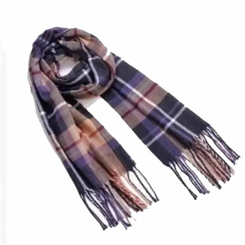 Autumn and winter new men's scarves warm Korean plaid imitation cashmere wild classic men and women scarf Shawl - Цвет: D003-17