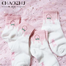 CHAOZHU молочные фрукты Персик Яблоко мультфильм милые девушки Забавные милые женские носки Украина calcetines skarpetki kawaii chaussette sokken