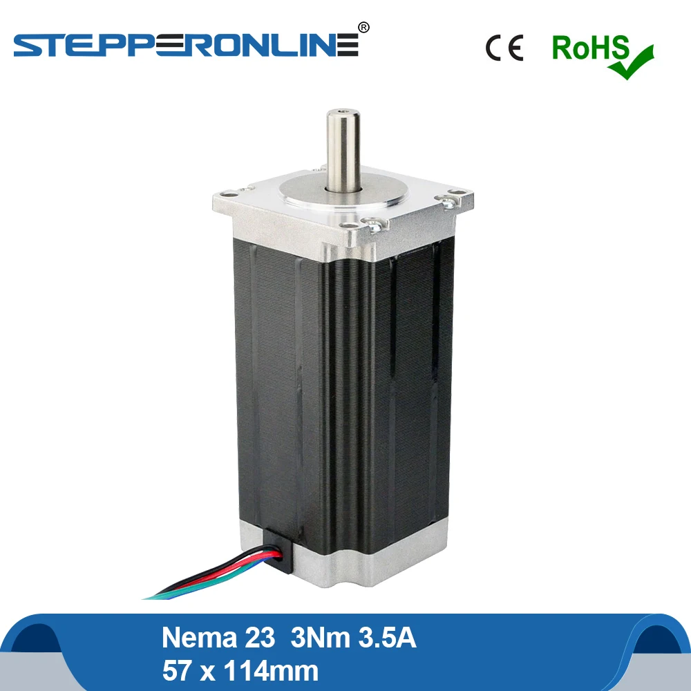 425oz.in Nema 23 Stepper Motor Bipolar 3Nm 3.5A 114mm Length 4 Wires CNC Router 