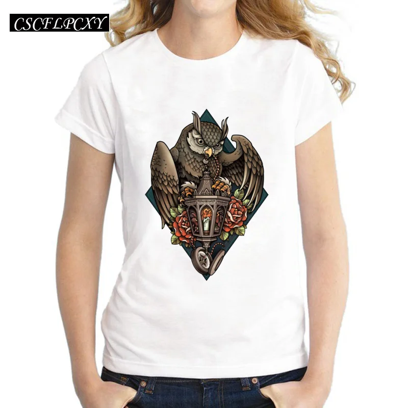 2017-New-Arrivals-Women-s-Cartoon-Psycho-Owl-Killer-Printed-T-shirt-3D-Retro-Design-Famale