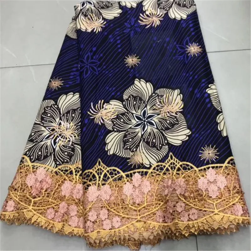 

2020 High Quality New Arrival Ankara 100% Cotton Wax Lace Wax Fabric African Embroidery Dutch Wax With Lace Fabric ZQ030355