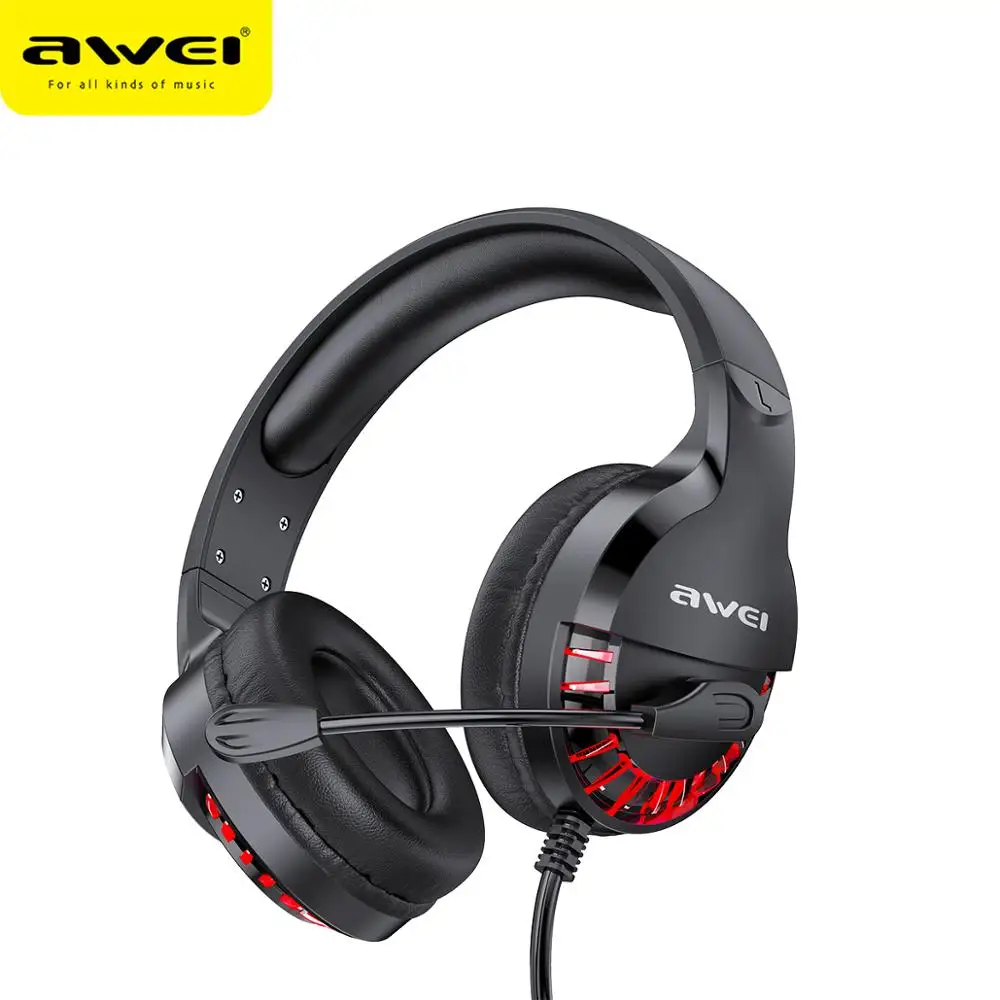 AWEI ES 770i Wired Professional Led Light Game Headphone With Microphone For PC Computer Game Stereo 7 1 Bass Sound 50mm Speaker