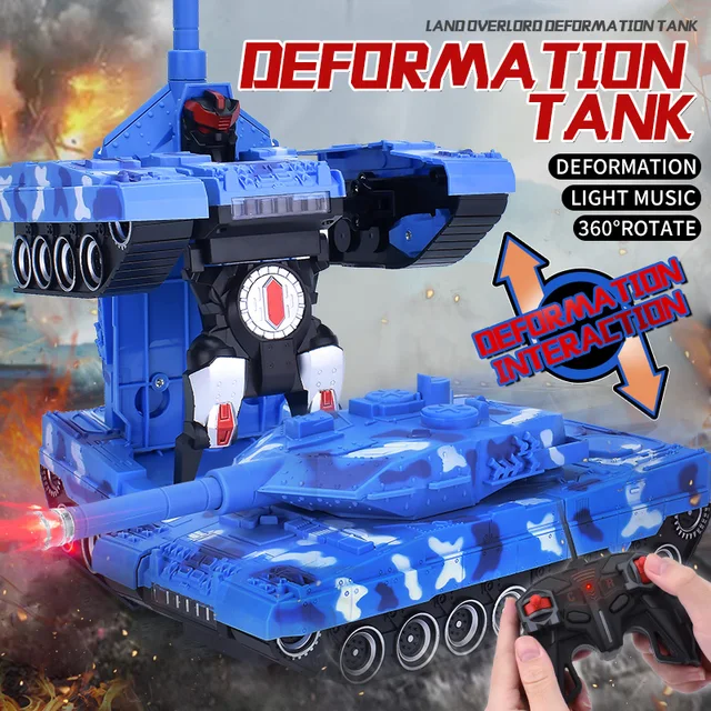 Children's Toy RC Tank Car Deformation Robot Remote Control Car RC Simulation Sound Effect Car One-click Toy for Boy Kids Gifts 1
