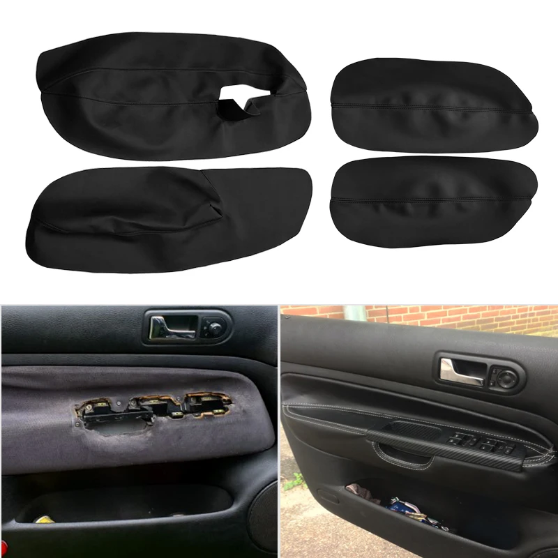 only 3 doors 4pcs Car Microfiber Leather Door Armrest Panel Cover Protective Skin Trim For VW Golf 4 MK4 Jetta 1998 - 2005