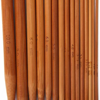 

75pcs/set 15 Size 2.0mm~10mm Double Pointed Carbonized Bamboo Knitting Needles Sweater Scarf Needles DIY Knitting