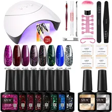 Azure beauty, 18 шт./лот, 24 Вт, наборы ламп для ногтей, Полупостоянный Гель-лак, лак для ногтей с инструментами для дизайна ногтей, наборы наклеек
