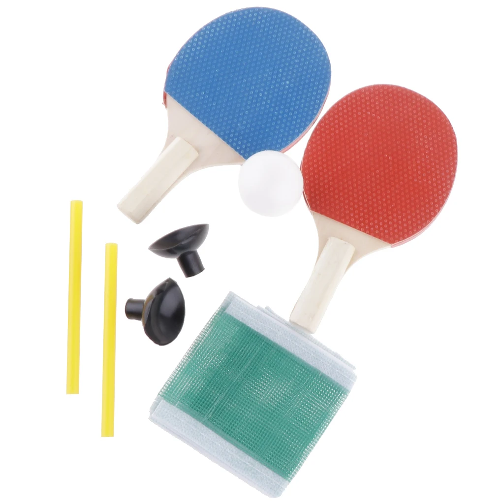 

1 Pair Mini Table Tennis Ping Pong Racket Bat Balls Net Set +1 x Ball