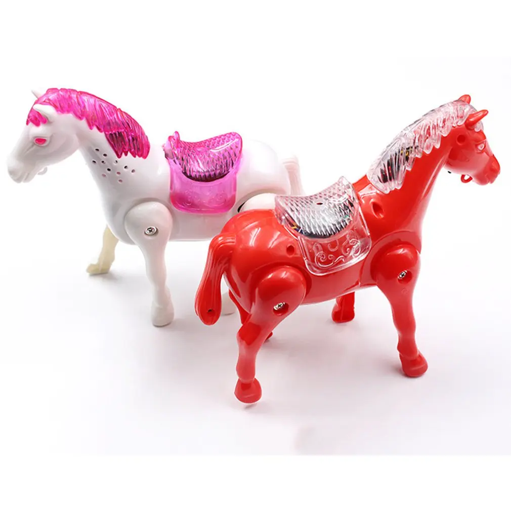 Милые животные электрическая игрушка Автоматическая ходячая лошадь с легкой музыкой детская обучающая игрушка подарок на день рождения Настольный орнамент