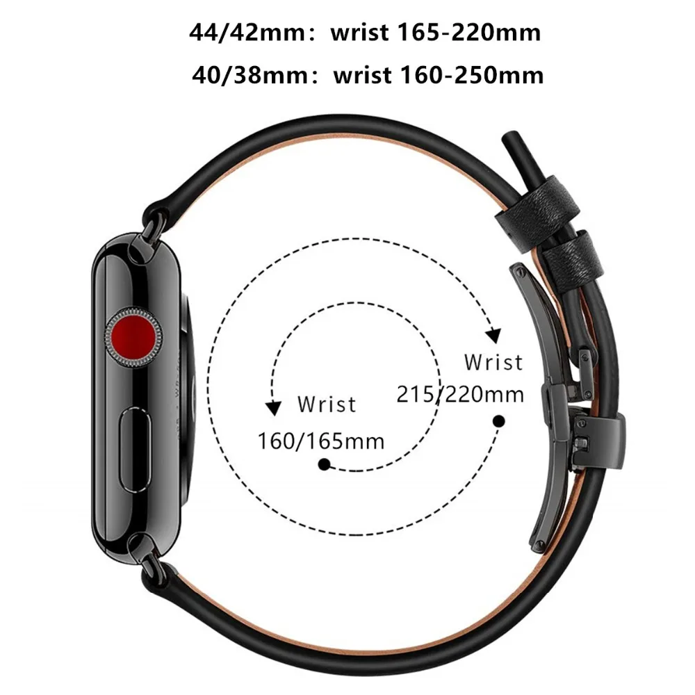 Итальянский ремешок из натуральной кожи для Apple Watch, 4 ремешка, 44 мм, 40 мм, iWatch, 42 мм, 38 мм, браслет с бабочкой и пряжкой, Apple Watch 3, 2, 1