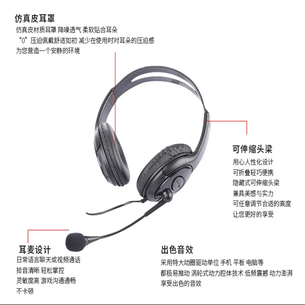 Bluetooth Headphone Over-Ear Headphones Foldable stereo Earphone Headset with Mic Support Wired Game Earphones Black