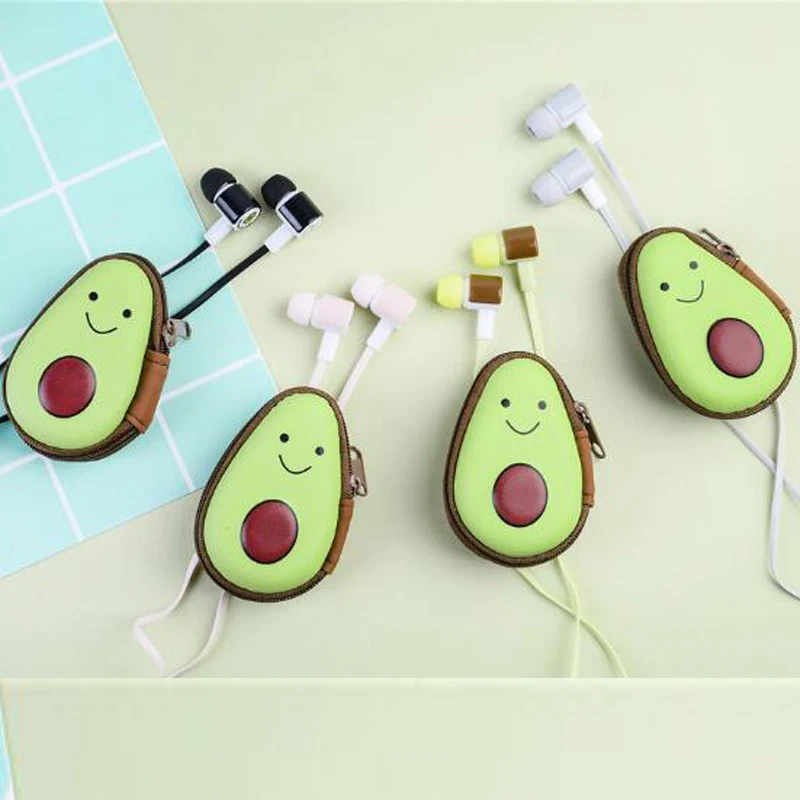 Наушники с милыми мультяшными фруктовыми грушами, 3,5 мм, музыкальные затычки с микрофоном, с коробкой для хранения для Xiaomi iphone, MP3, подарок для девочек