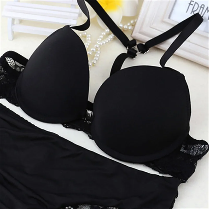 

Stylish Women's Push Up Front Closure Cotton Lace Racer Back Bra+Briefs Sets x