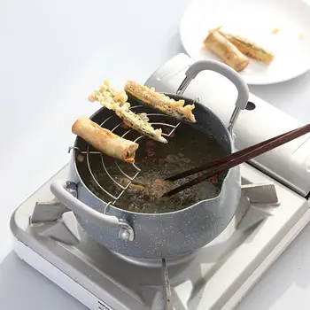 

Kitchen Pot 18cm Tempura Frying Pot Japanese Style Deep Fryer Potable Frying Pots with Basket Household Cookware Kitchen