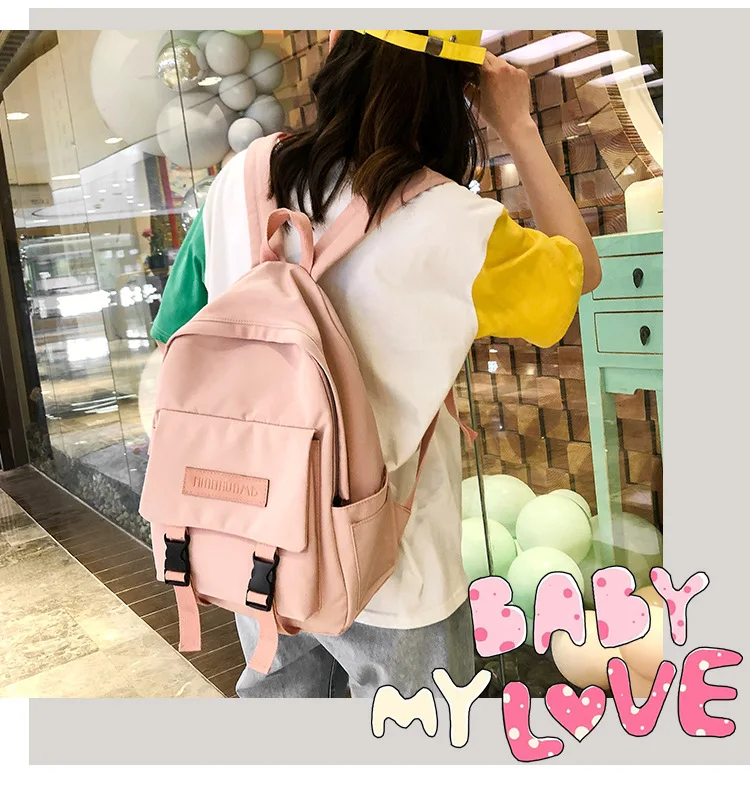 SHYAA Backpack Women Backpack Fashion Women Shoulder Bag Solid Color School Bag for Teenage Girl Children Backpacks Travel Bag