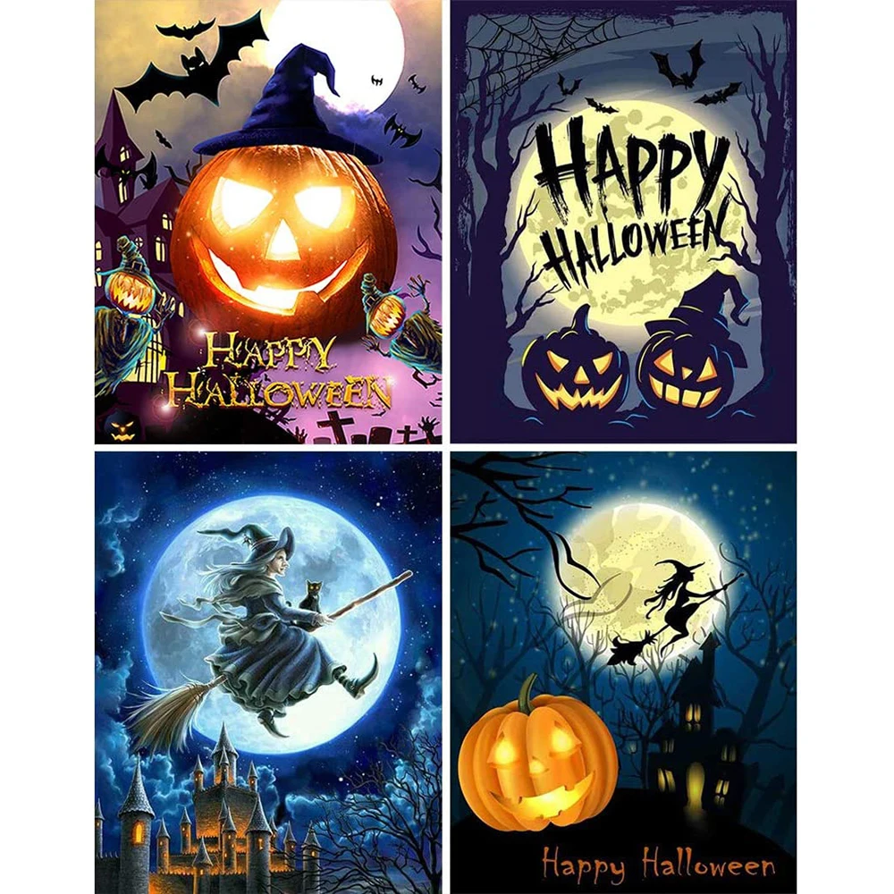 

Halloween Skull Pumpkin Demon Cross-Stitch DIY Embroidery Kit Painting Handicraft Needlework Knitting Counted Floss For Adults