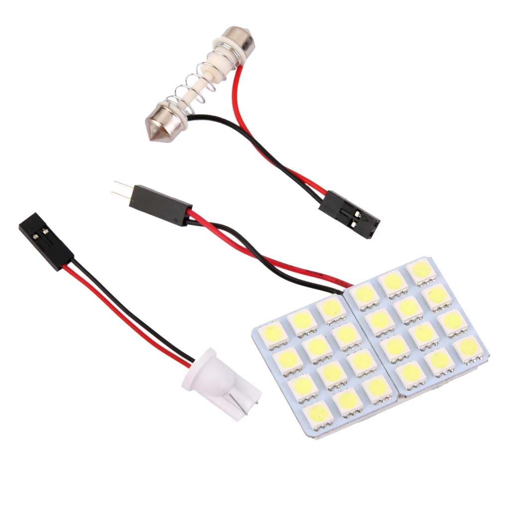 1 Set DC 12V T10 5050 24-SMD LED Festoon Dome Light Panel Interior Lamp Bulb BA9S 2019 New