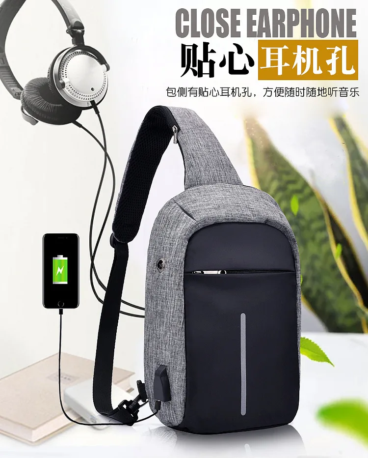 

New Style Headphone Jack Anti-Theft Chest Pack Upgraded Fashion Computer Bag College Style