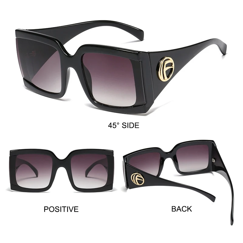 SIMPRECT Большие квадратные очки солнцезащитные женские мужские модные градиент черные леопард брендовые очки солнцезащитные Высокое качество Металлический шарнир ретро винтаж очки