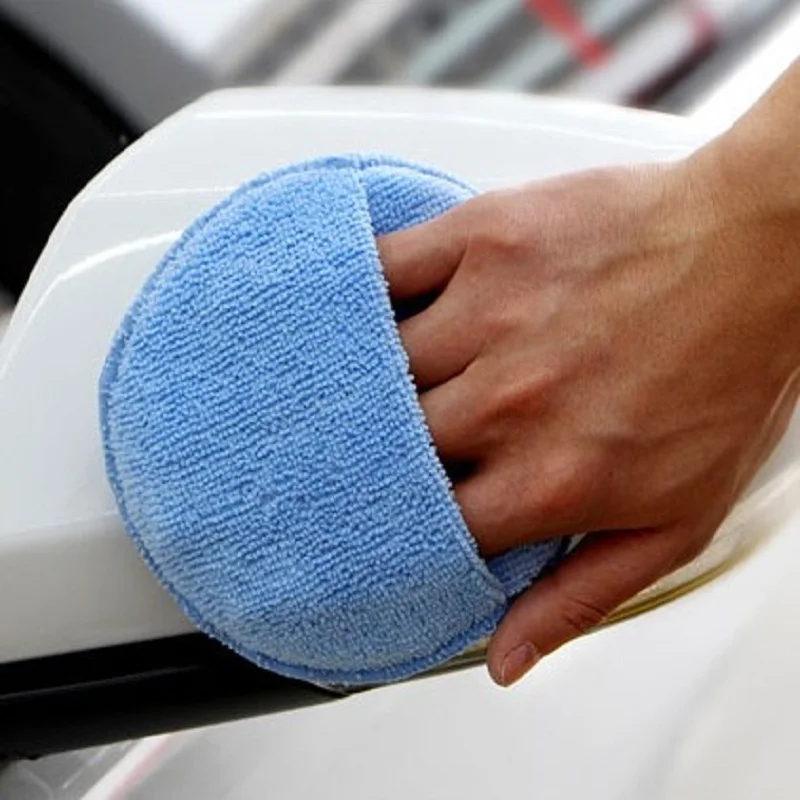 Высокая плотность, круглая Автомобильная Вощеная Губка из микроволокна, оверлок, автомобильная губка для мытья и уборки, тряпка для полировки, круглая губка для мытья автомобиля