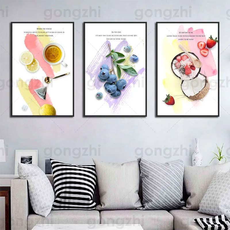 

Fruit Dessert Abstract Canvas Painting Wall Pictures for Living Room and Bedroom Nordic Decoration Art Posters and Printings