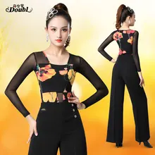 Special Price DOUBL Modern Dance Top Female Adult Latin Dance Sport New National Standard Dance Practice Dress Square Traning Salsa Printing Special Price DOUBL Modern Dance Top Female Adult Latin Dance Sport New National Standard Dance Practice Dress Square Traning Salsa Printing